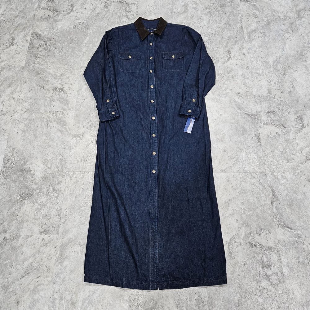 Denim Shirt Dress Charter Club Cotton Size 14 Button up Midi New